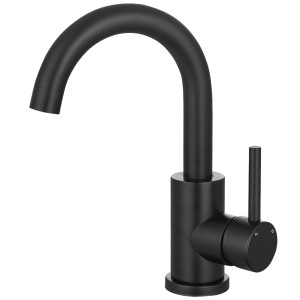 AICA Wasserhahn Schwarz Bad Hoch Waschtischarmatur Auslauf Höhe 158mm Waschbecken Armaturen 304 Edelstahl Einhebelmischer Mischbatterie