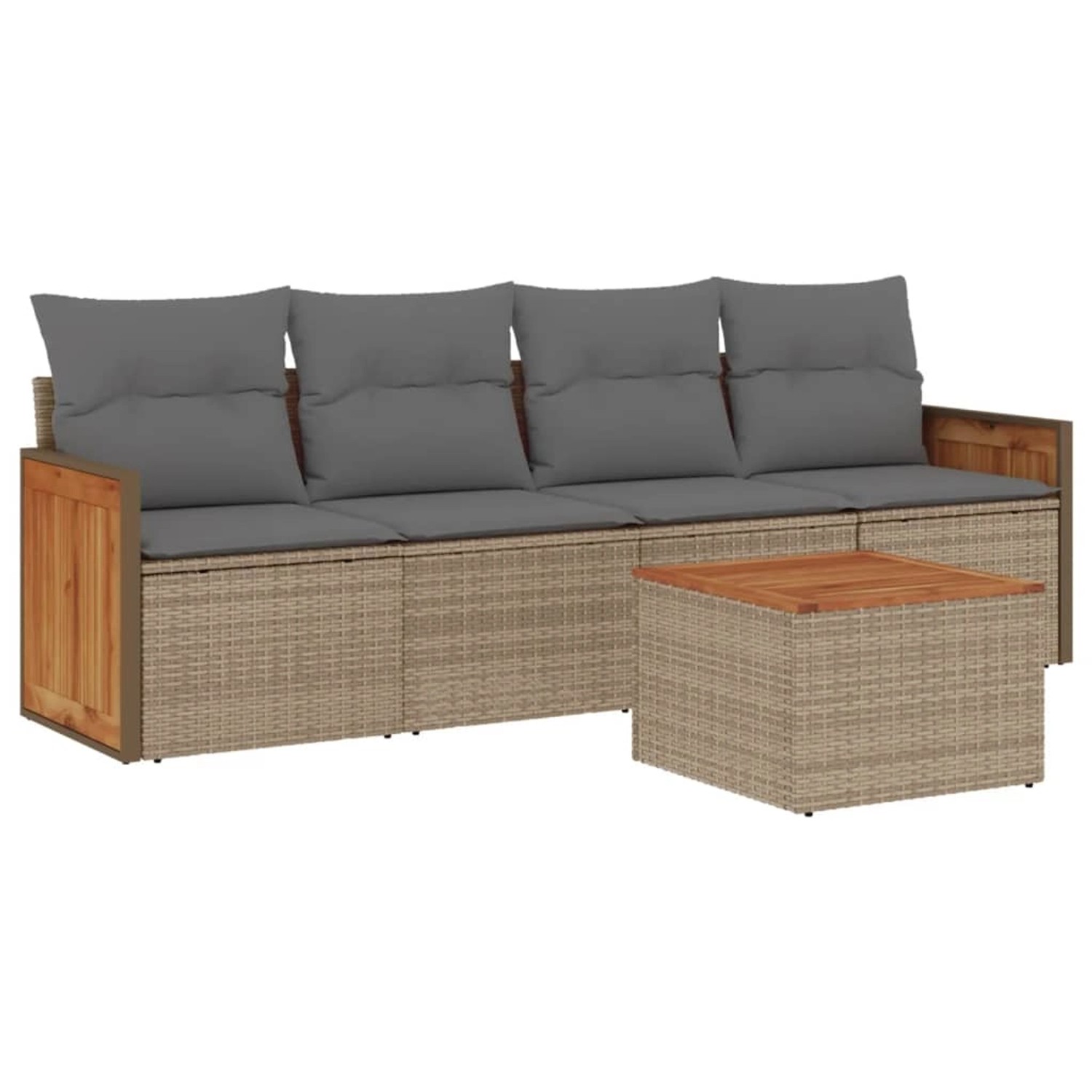 vidaXL 5-Tlg Garten-Sofagarnitur mit Kissen Beige Poly Rattan 3259861 günstig online kaufen