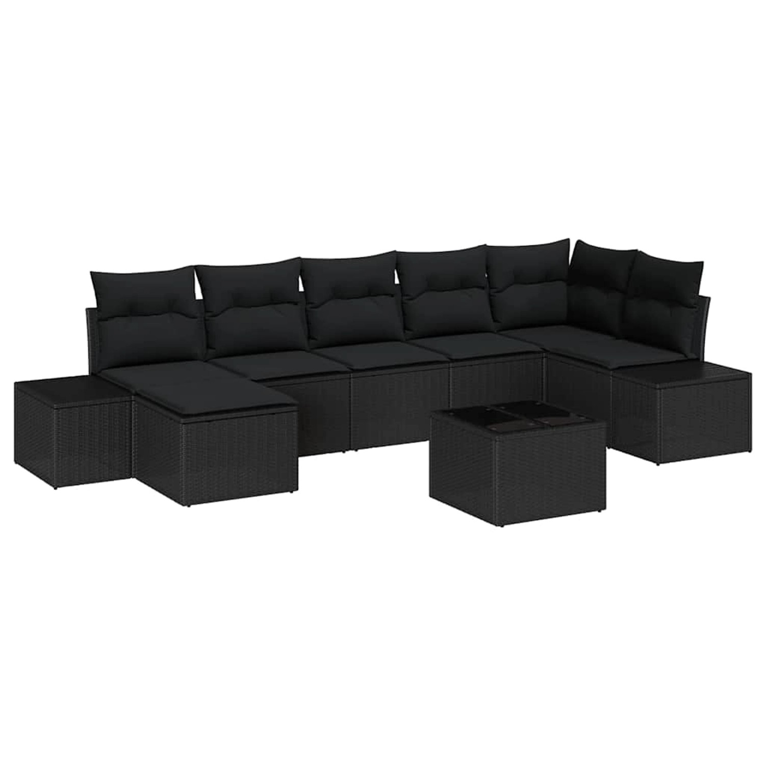 vidaXL Garten-Sofa-Set mit Kissen 8-Tlg Schwarz Poly Rattan 3347163 günstig online kaufen