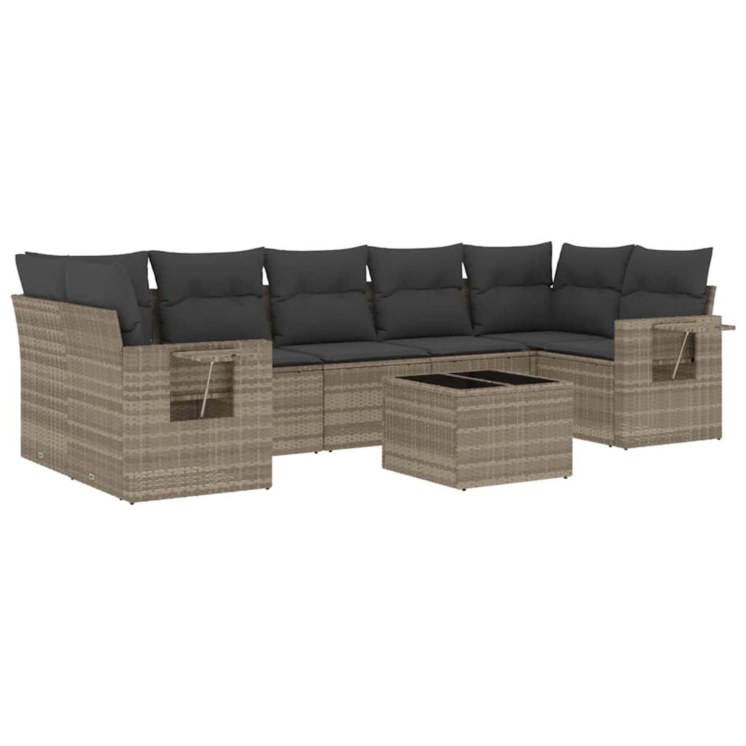 vidaXL 8-Tlg Garten-Sofagarnitur mit Kissen Hellgrau Poly Rattan 3219941 günstig online kaufen