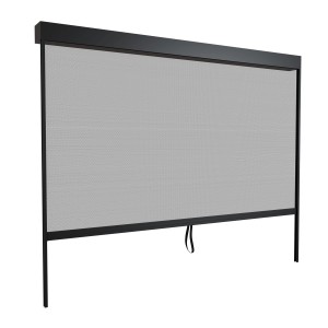 Juskys Seitenwand anthrazit für Lamellendach Tahiti 3x2,4m, Rollo für Terrassenüberdachung.