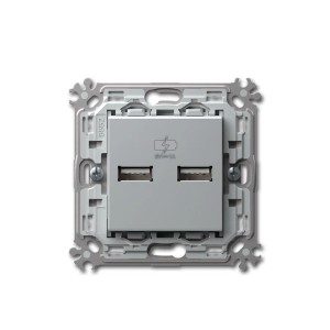 TEM MODUL PLUS 2-Fach USB Ladesteckdose Silber 5V1A