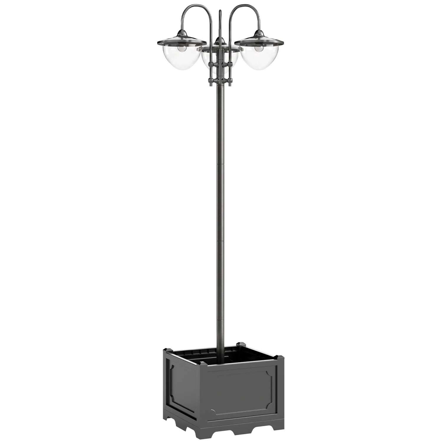 Furnicato Solar Laterne Stehleuchte 189 Cm  Metall  Schwarz  Ip44  Garten