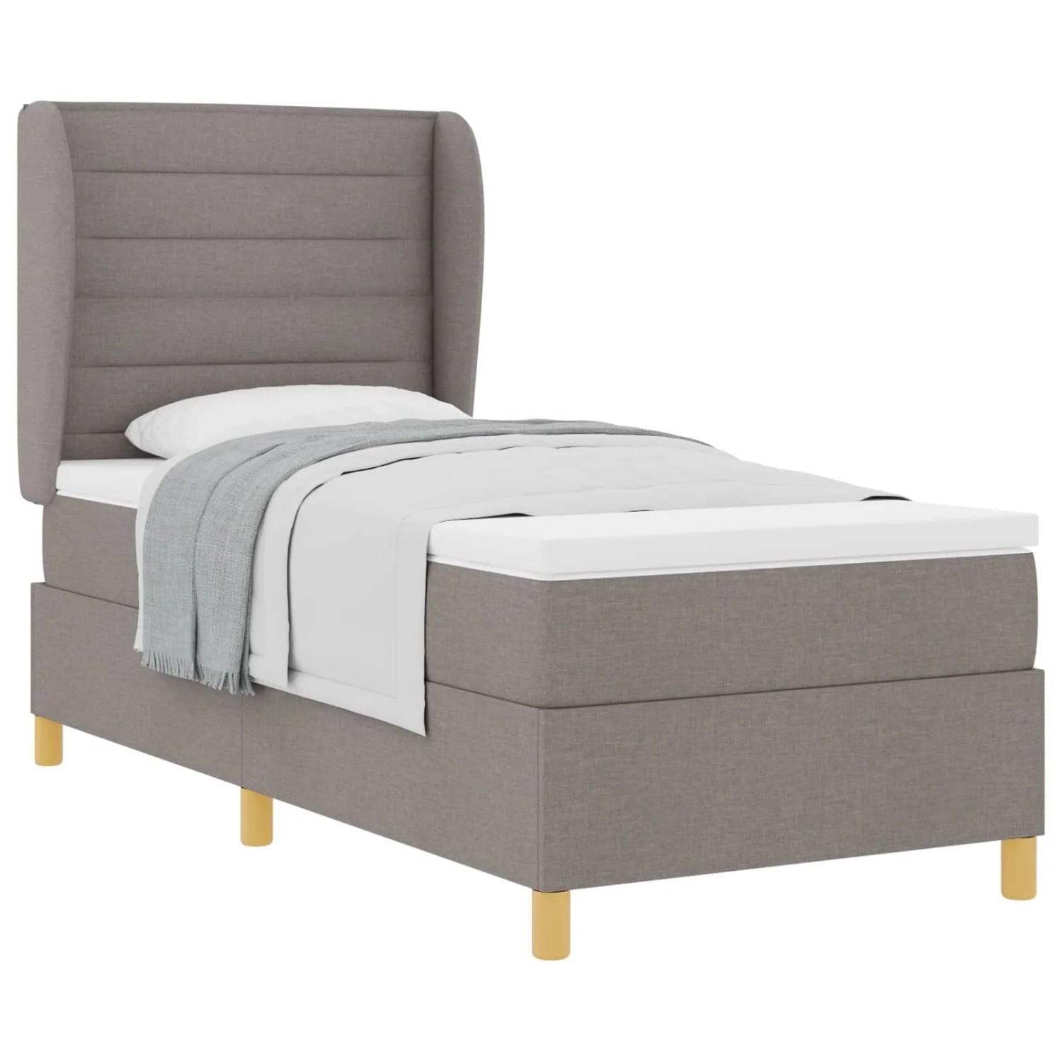 vidaXL Boxspringbett mit Matratze Dunkelgrau 90x190 cm Taupe Stoff 3340680