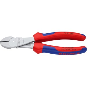 Knipex Kraft-Seitenschneider 180mm, verchromt, mit Mehrkomponenten-Hüllen für hohe Beanspruchung.