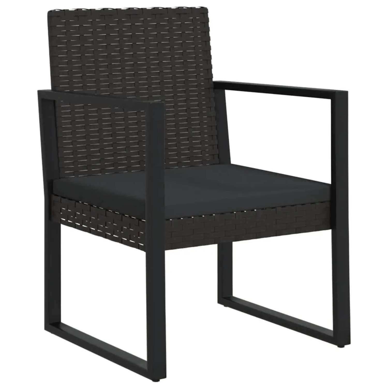 vidaXL Gartensessel mit Kissen Schwarz Poly Rattan 362324