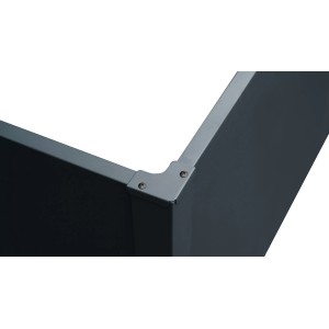Detailansicht des anthrazitfarbenen Floraworld Metall Hochbeets Twin-Wall, Ecke mit Schrauben.