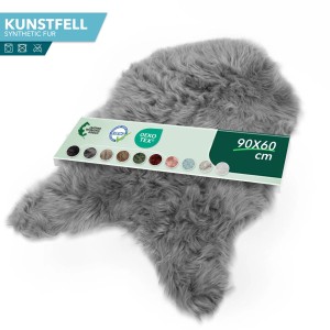 Graues KARAT Kunstfell Nelly, flauschiges Dekofell, 90x60 cm, vielseitig einsetzbar.