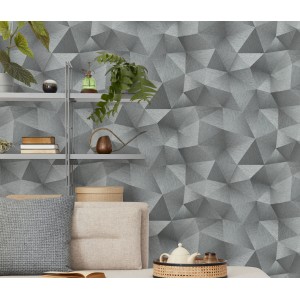 Graue Erismann Vliestapete mit Grafikmuster, Teil der Guido Maria Kretschmer Kollektion.