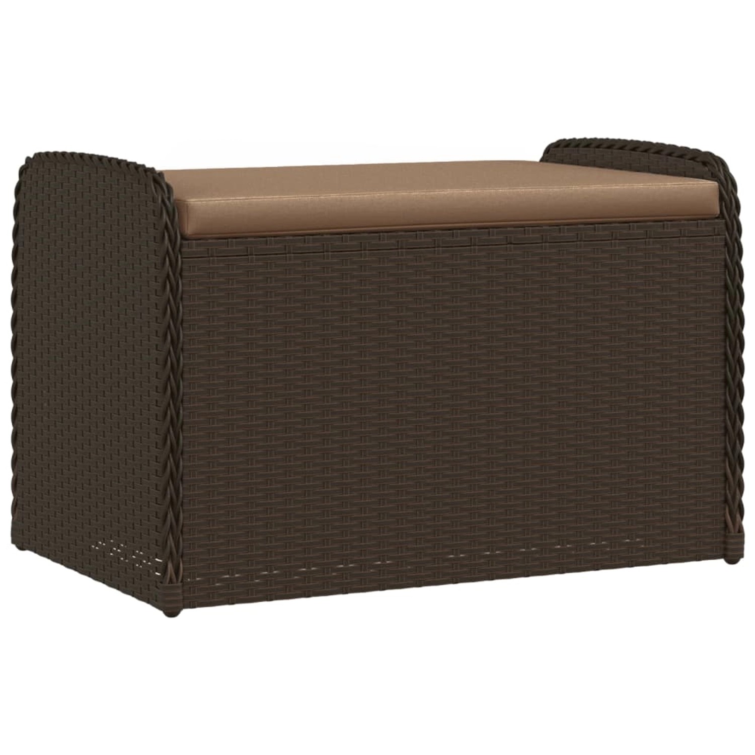 vidaXL Sitzbank mit Stauraum & Kissen Braun 80x51x52 cm Poly Rattan günstig online kaufen