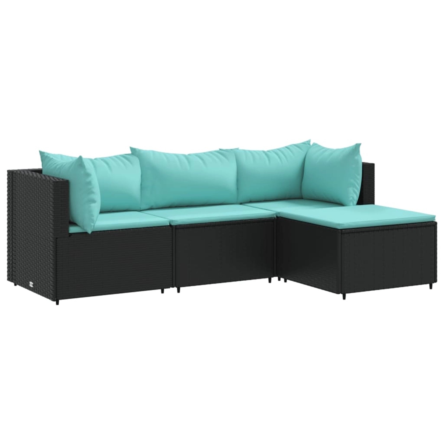vidaXL 4-Tlg Garten-Lounge-Set mit Kissen Schwarz Poly Rattan 3308052 günstig online kaufen