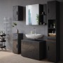 Vicco Badspiegelschrank Irma, Anthrazit Hochglanz, 80x75 cm, mit offenen Fächern und Spiegel.