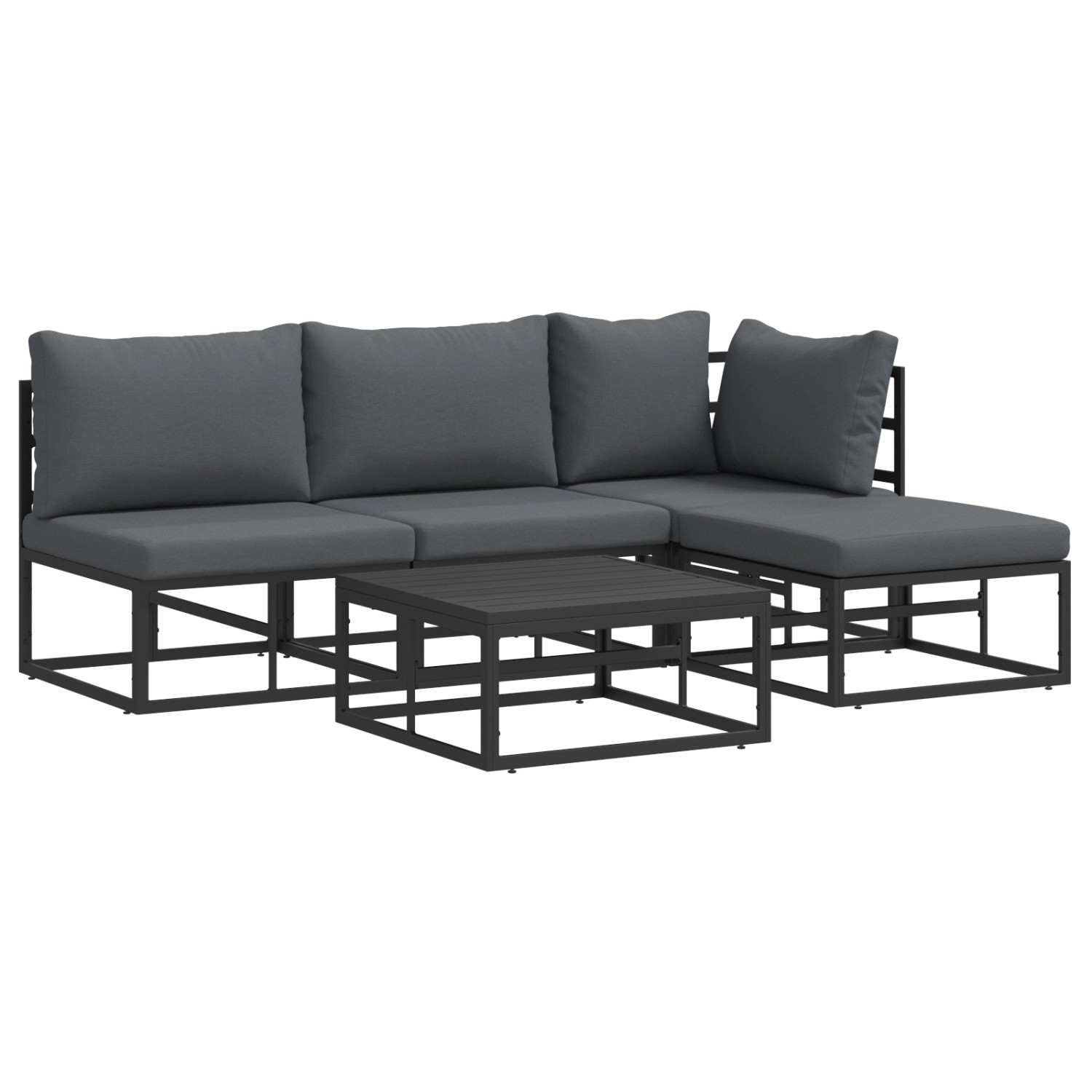 vidaXL Garten-Sofa-Set mit Kissen 5-Tlg Schwarz Aluminium 3378857 günstig online kaufen