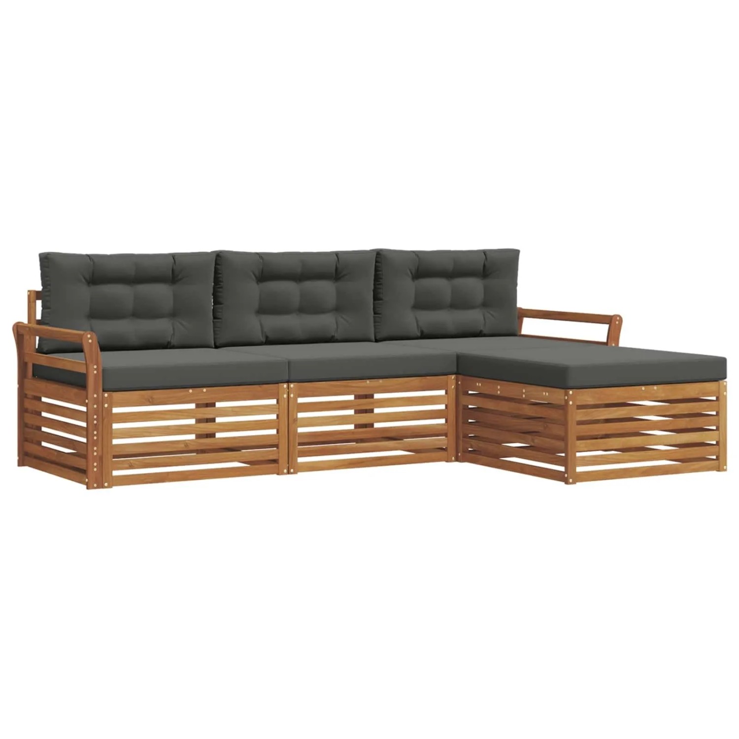 vidaXL Outdoor-Sofagarnitur mit Kissen 4-Tlg Natur und Anthrazit 3373262