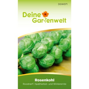 Deine Gartenwelt Rosenkohl Roodnerf Samen auf der Verpackung.