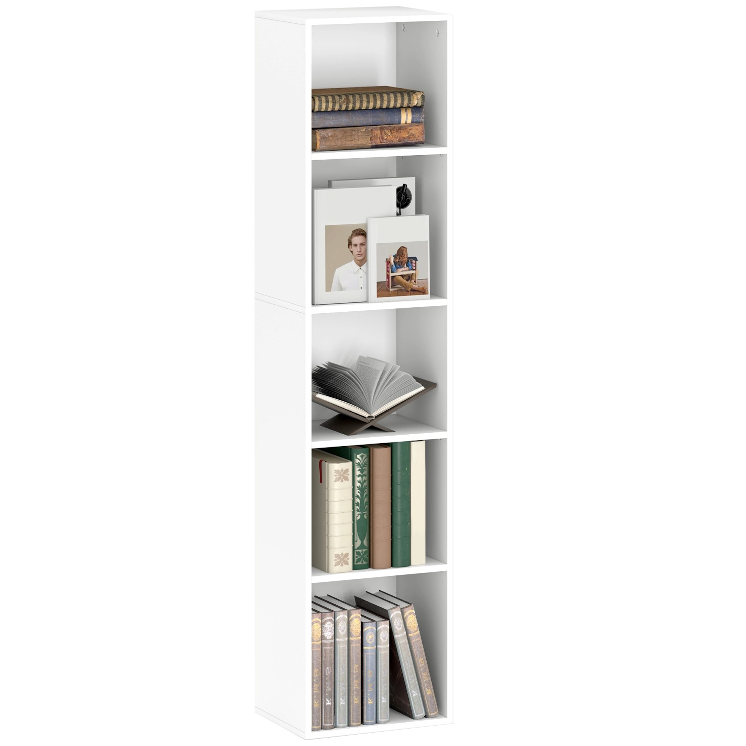 HOMCOM Bücherregal Standregal mit 5 Ebenen Aufbewahrungsregal
