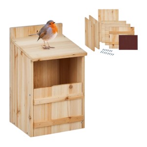 Relaxdays Nistkasten Bausatz Tannenholz Natur Mit Türverriegelung 36 cm x 22 cm x 21 cm 1,3 kg