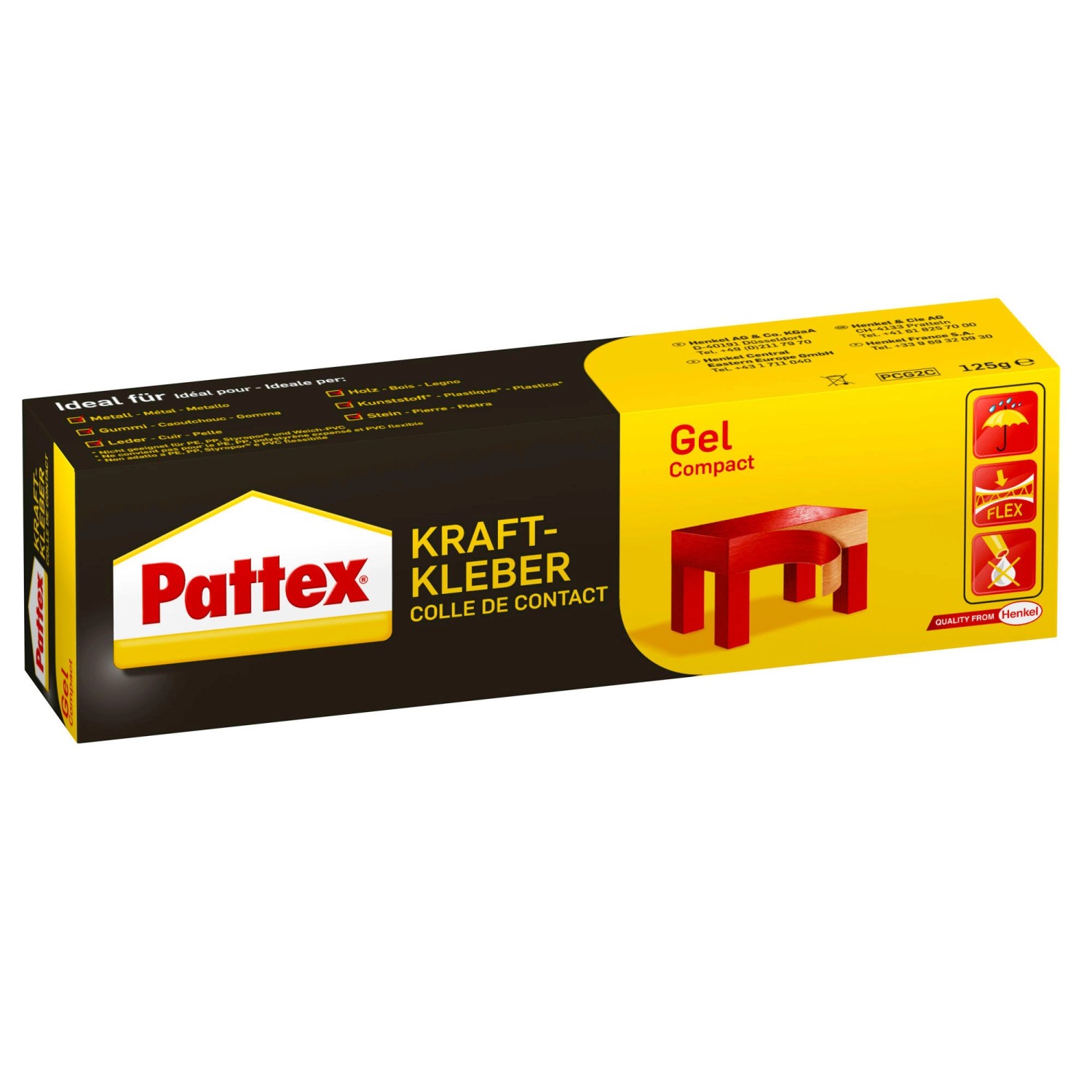 Pattex Kraftkleber Gel Compact 125 g Tube Transparent