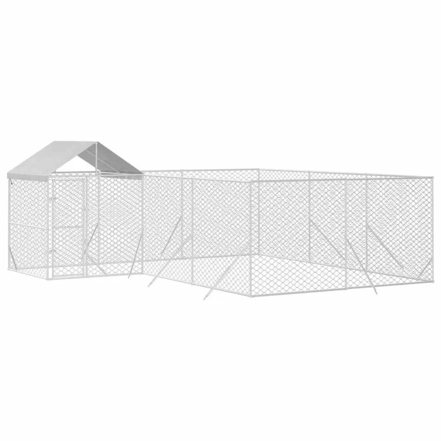 vidaXL Outdoor-Hundezwinger mit Dach Silbern 6x6x2,5m Verzinkter Stahl 3190471