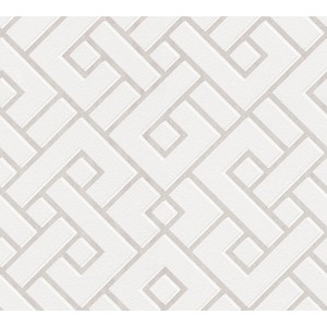 Michalsky Living Vliestapete Change mit Grafikmuster in Weiß, Creme und Metallic.