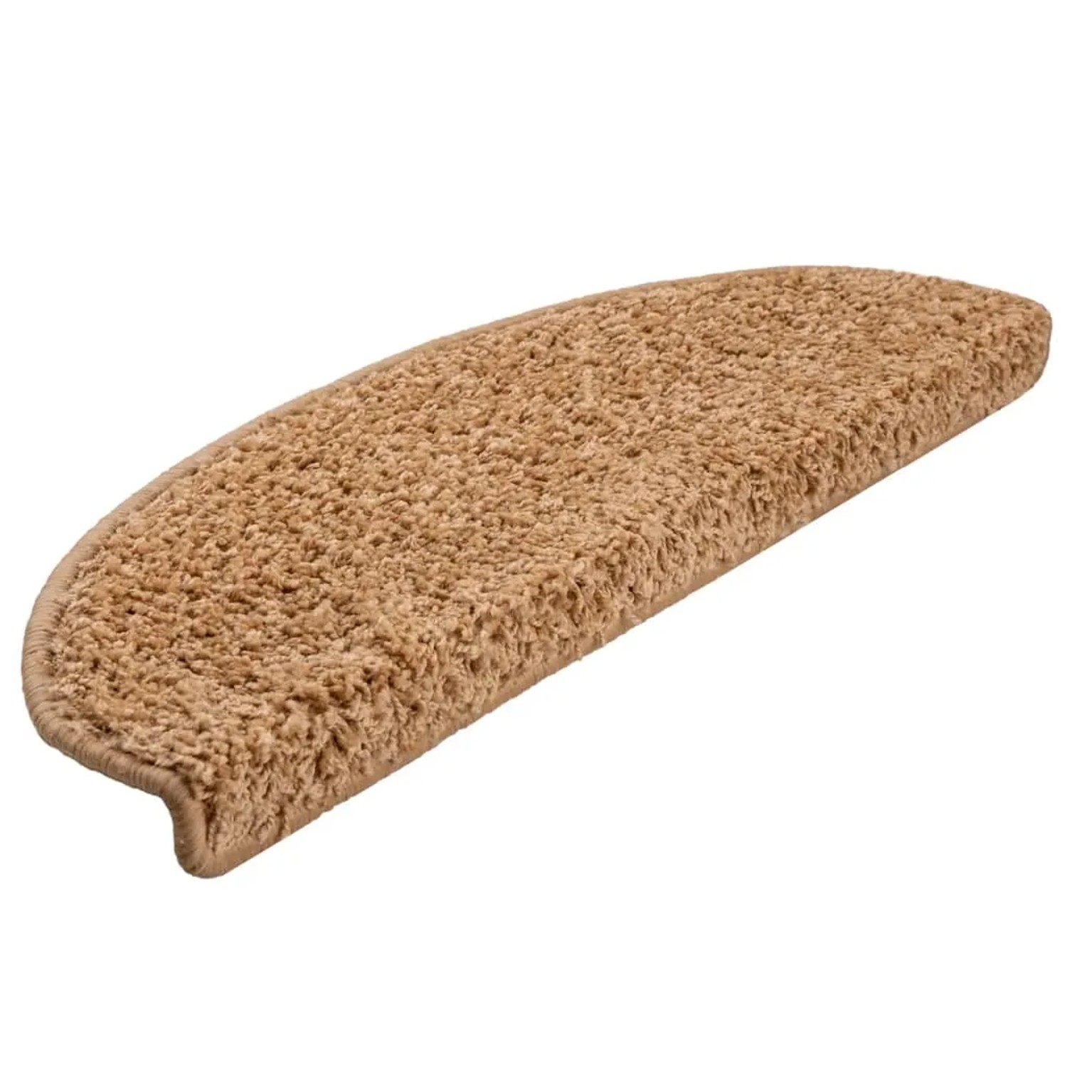 Beige, halbrunde vidaXL Stufenmatte aus getuftetem PP-Material, rutschfest und schalldämpfend.