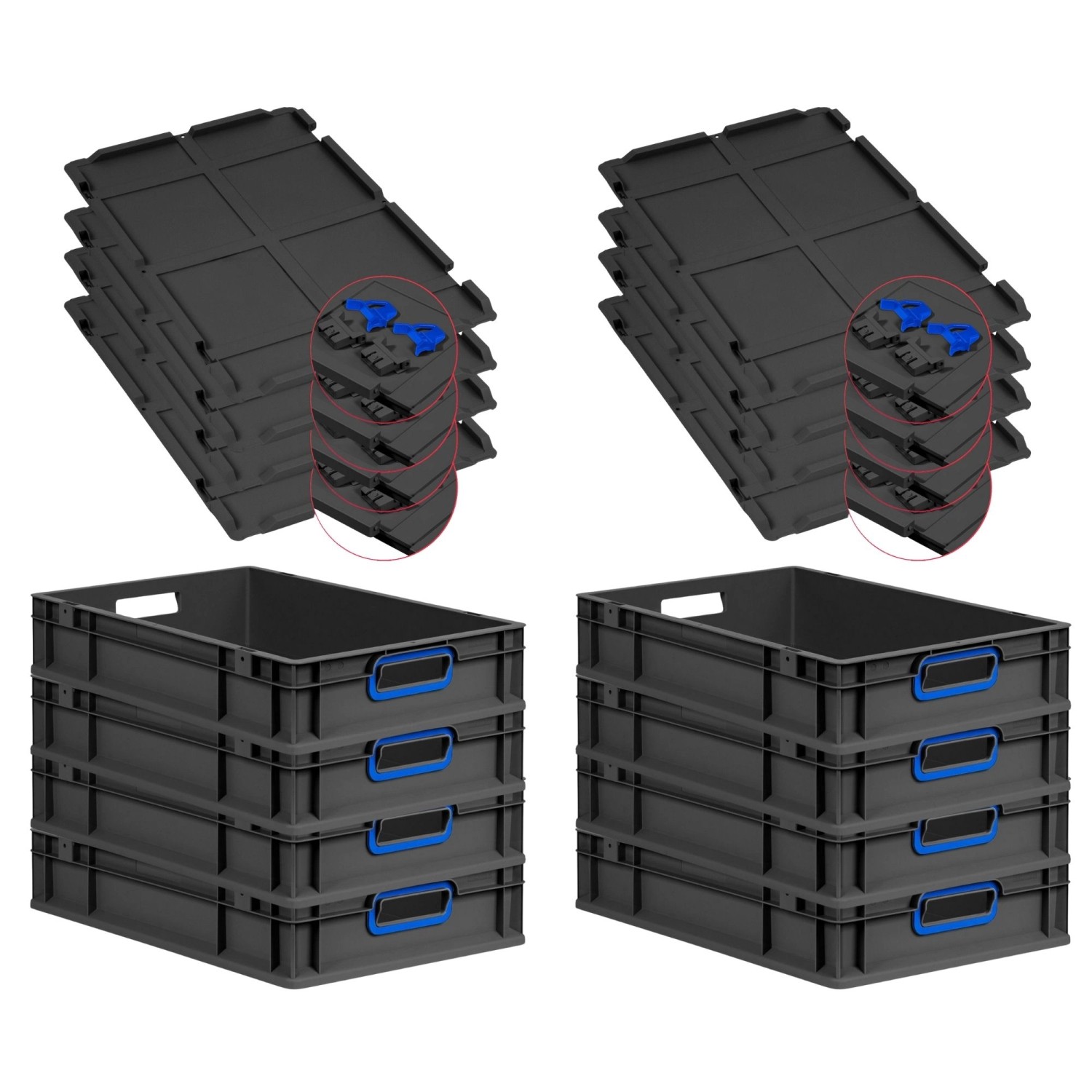 PROREGAL SuperSparSet 8x Eurobox Nextgen Color Mit Scharnierdeckel HxBxT 12 günstig online kaufen