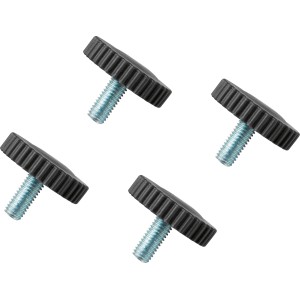 4 schwarze Fußkappen mit Gewinde für Springtown Lounge-Sessel.