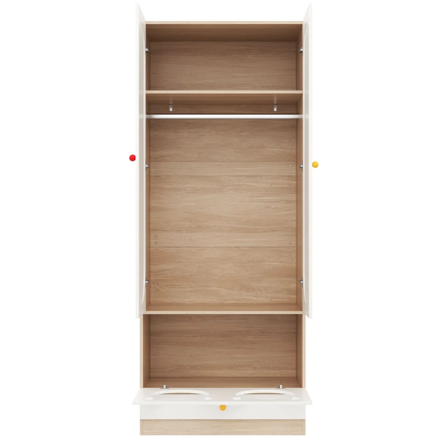 okwish Kinderkleiderschrank mit Bügelstange Schlafzimmer 80x50x200cm Weiß