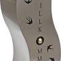 Edelstahl Pflanzsäule Schwalbe mit Schriftzug und Vogelmotiven für den Garten.