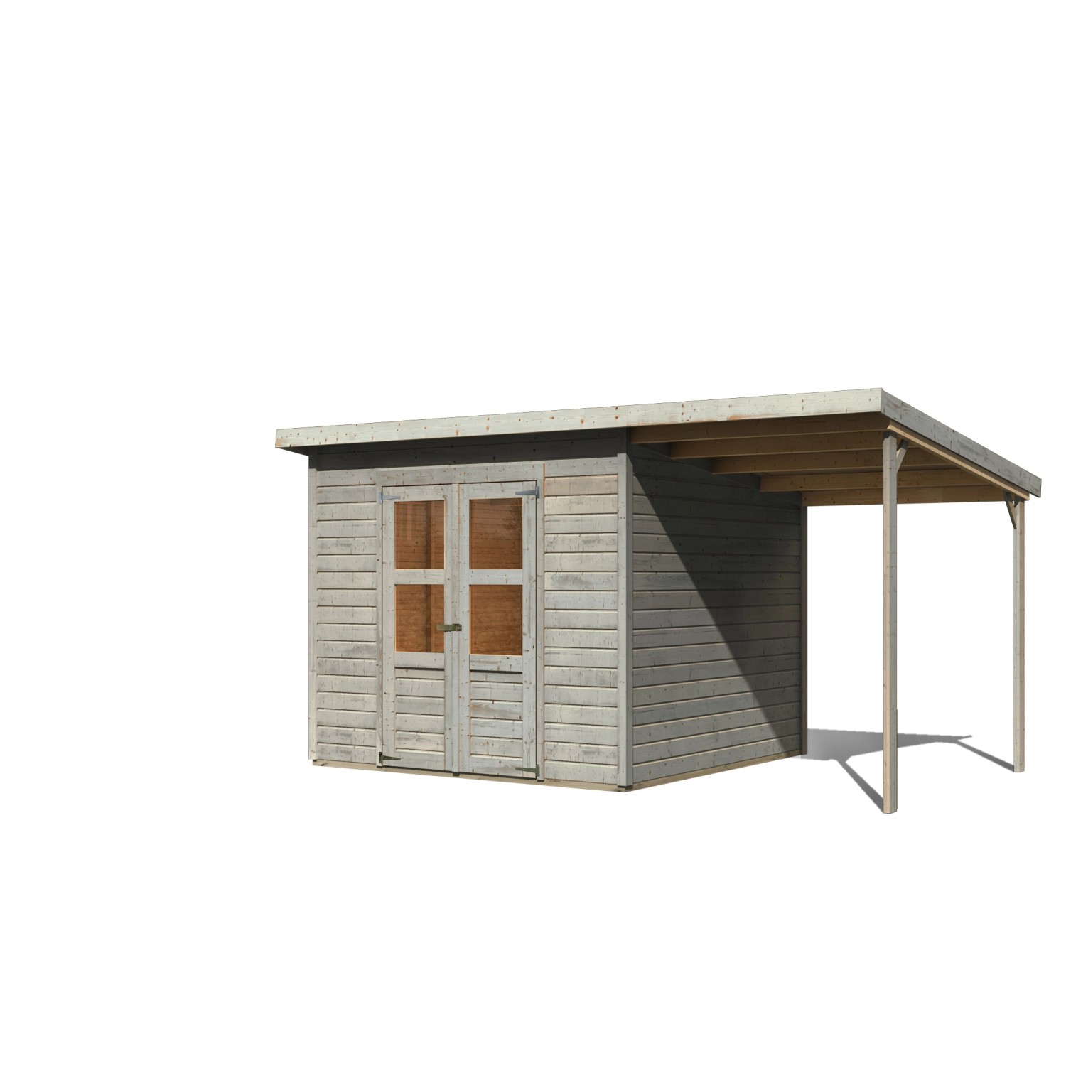 Karibu Gartenhaus Vellinge 6 m. Anbaudach Vorvergraut 219 x 238 x 240 cm günstig online kaufen