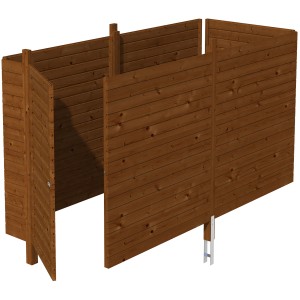 Skan Holz Abstellraum C3 Nussbaum für Carport, Profilschalung und Pfostenanker inklusive.