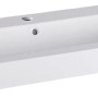 Weißes Geberit iCon Waschbecken, 90 cm breit, mit Hahnloch und Überlauf, KeraTect Beschichtung.