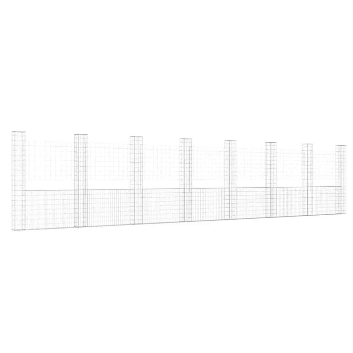 vidaXL Gabionenkorb U-Form mit 8 Säulen Eisen 860x20x200 cm 151295