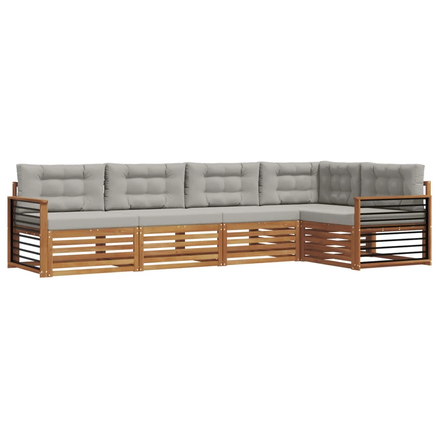 vidaXL Outdoor-Sofagarnitur mit Kissen 16-Tlg Natur und Hellgrau 3373471