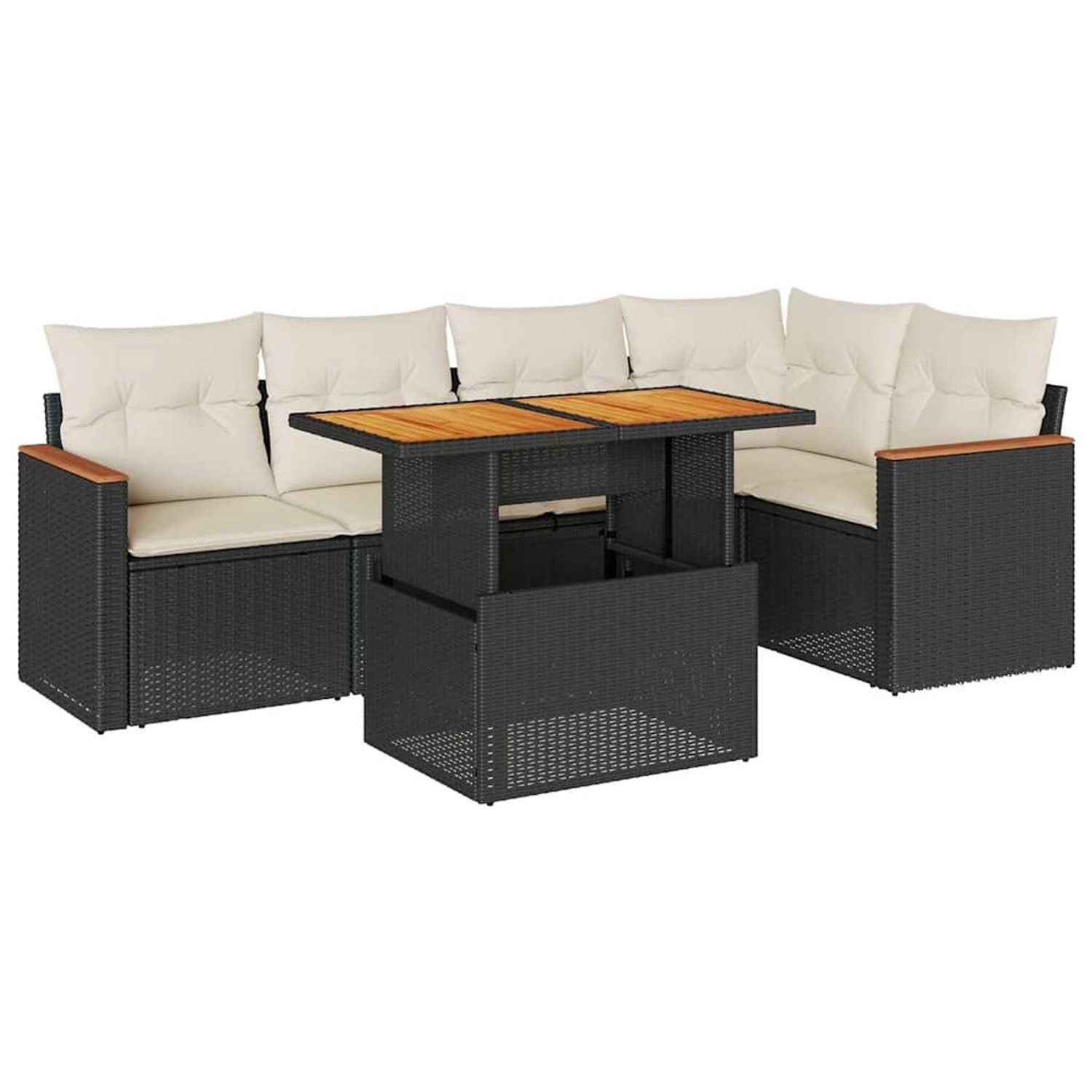 vidaXL 6-Tlg Garten-Sofagarnitur mit Kissen Schwarz Poly Rattan 3327486 günstig online kaufen