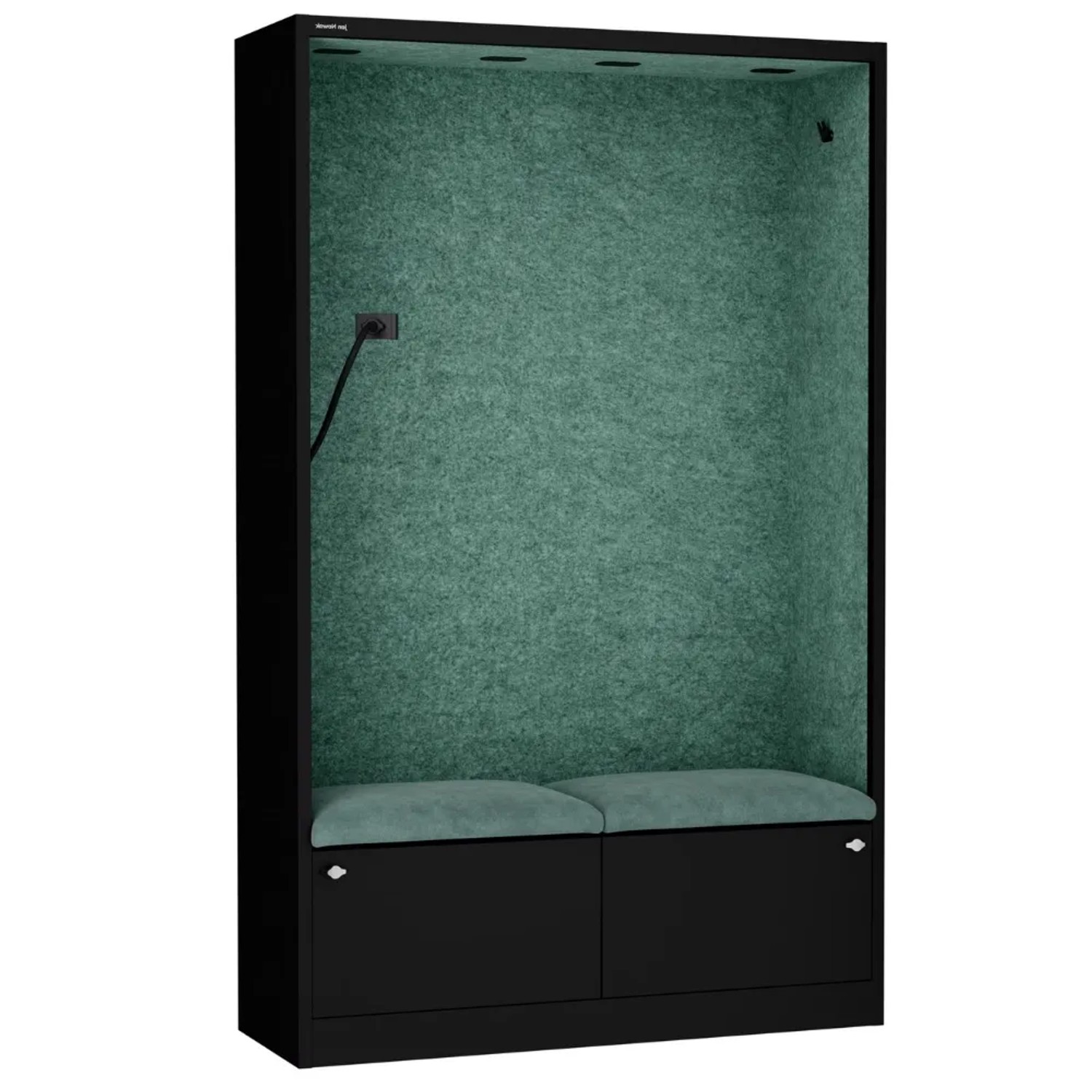 JAN NOWAK Akustikkabine mit Schalldämmung SALLY 185x115x40cm Schwarz-Grün Telefonkabine Meetingbox Telefonbox Akustikbox Bürokabine