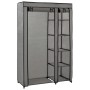 Grauer vidaXL Faltschrank (110x45x175 cm) aus Stoff mit Regalen und Kleiderstange.