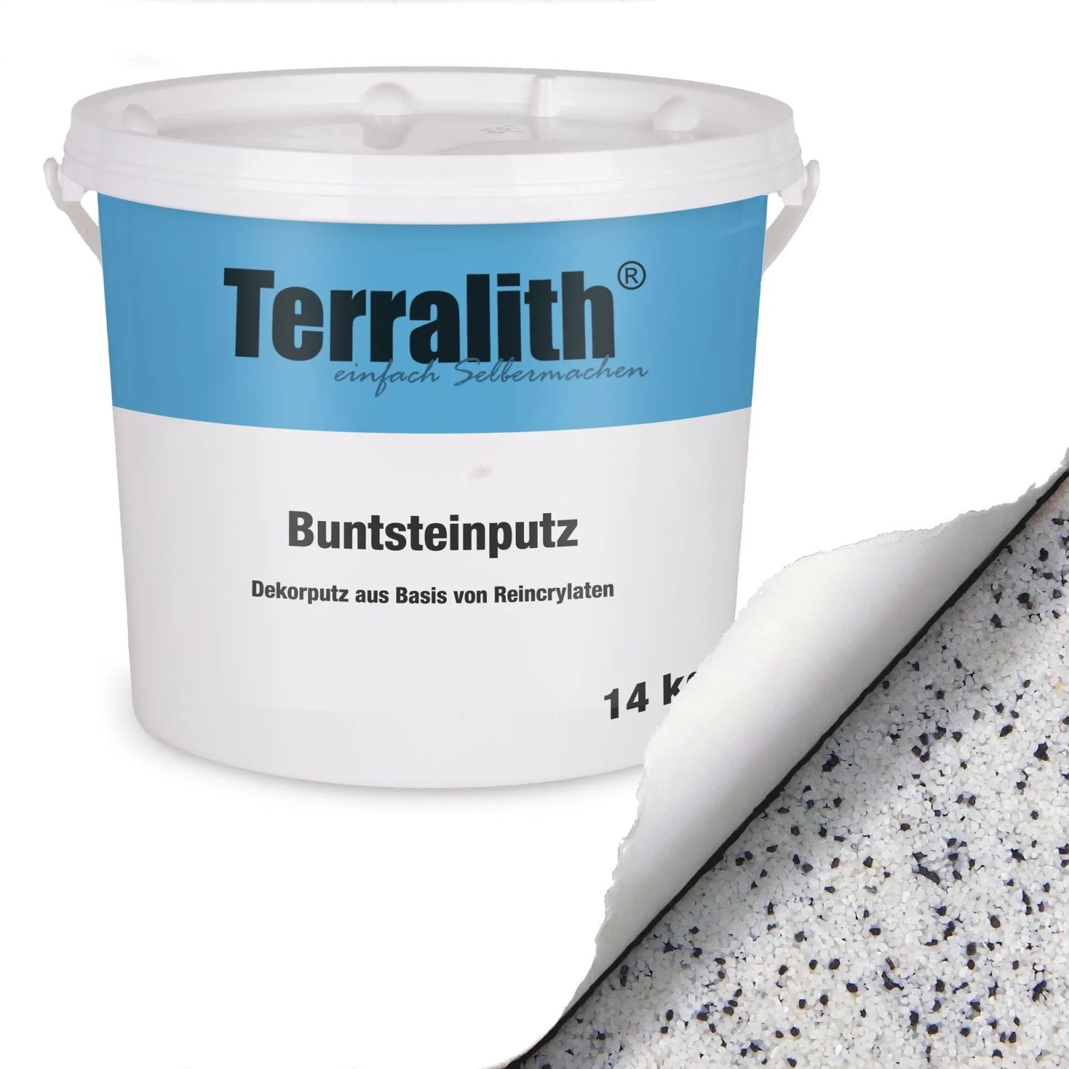 Terralith Buntsteinputz Mosaikputz 2mm 14 kg BSP01 Weiss Schwarz