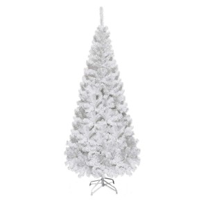 Weißer, künstlicher Costway Weihnachtsbaum, 180 cm hoch, mit 650 PVC Nadeln und Ständer.