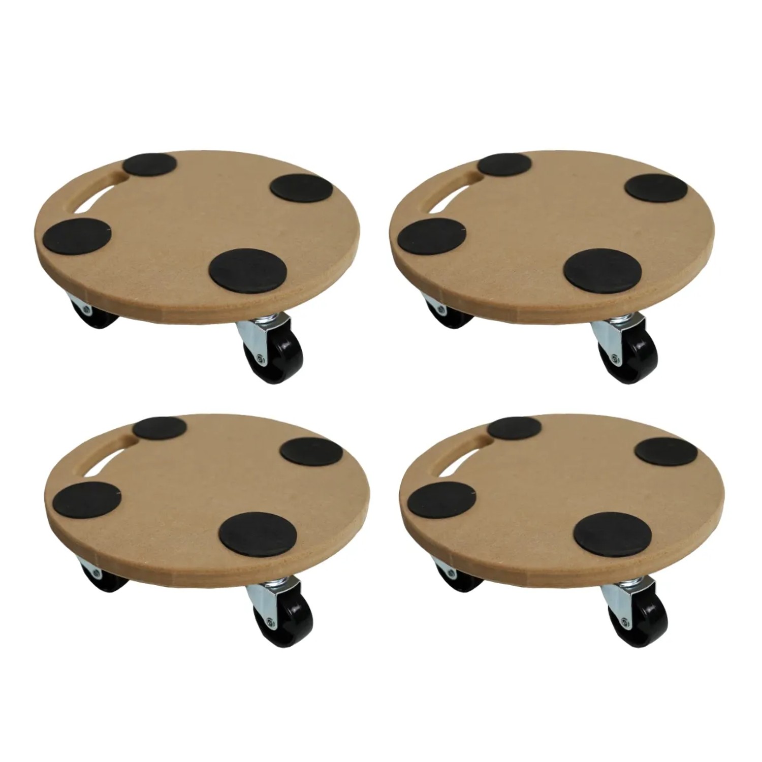 PROREGAL MegaDeal 4x Transportroller 4 Rollen Rund HxBxT 11x30x30 cm Traglast 100kg MDF Holzplatte