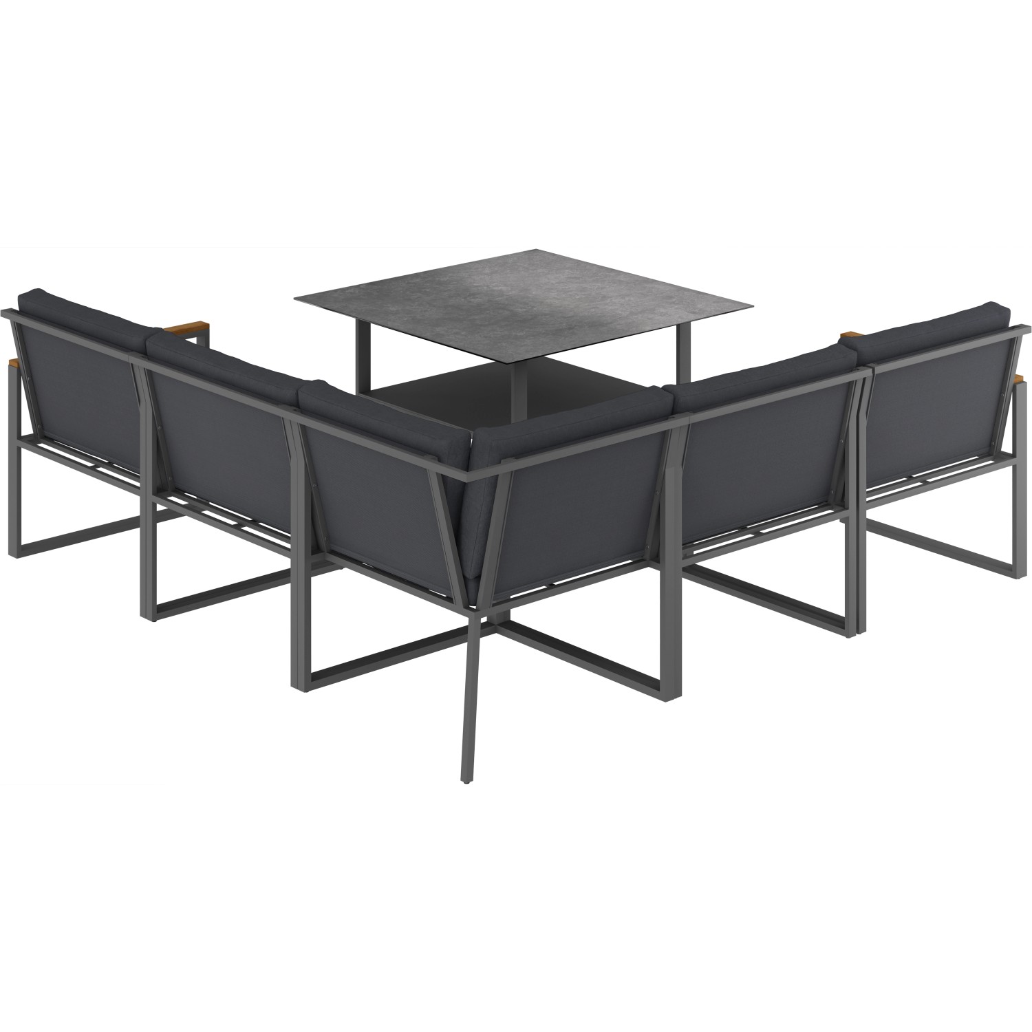 LoungeSet mit Esstisch Piegan 6teilig Aluminium Schwarz kaufen bei OBI