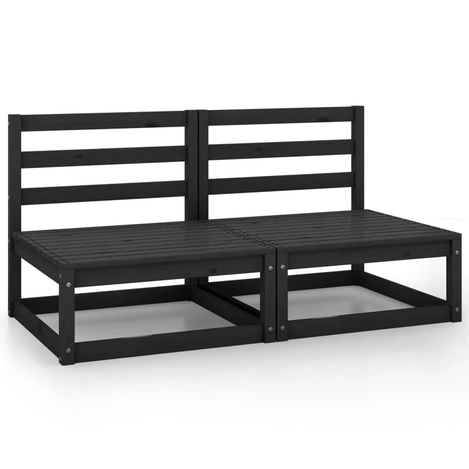 vidaXL Gartensofa 2-Sitzer Schwarz Massivholz Kiefer 3075233