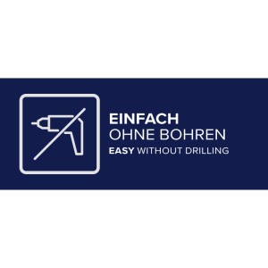 Symbol für bohrfreie Montage des tesa Insektenschutz Lamellenvorhangs.