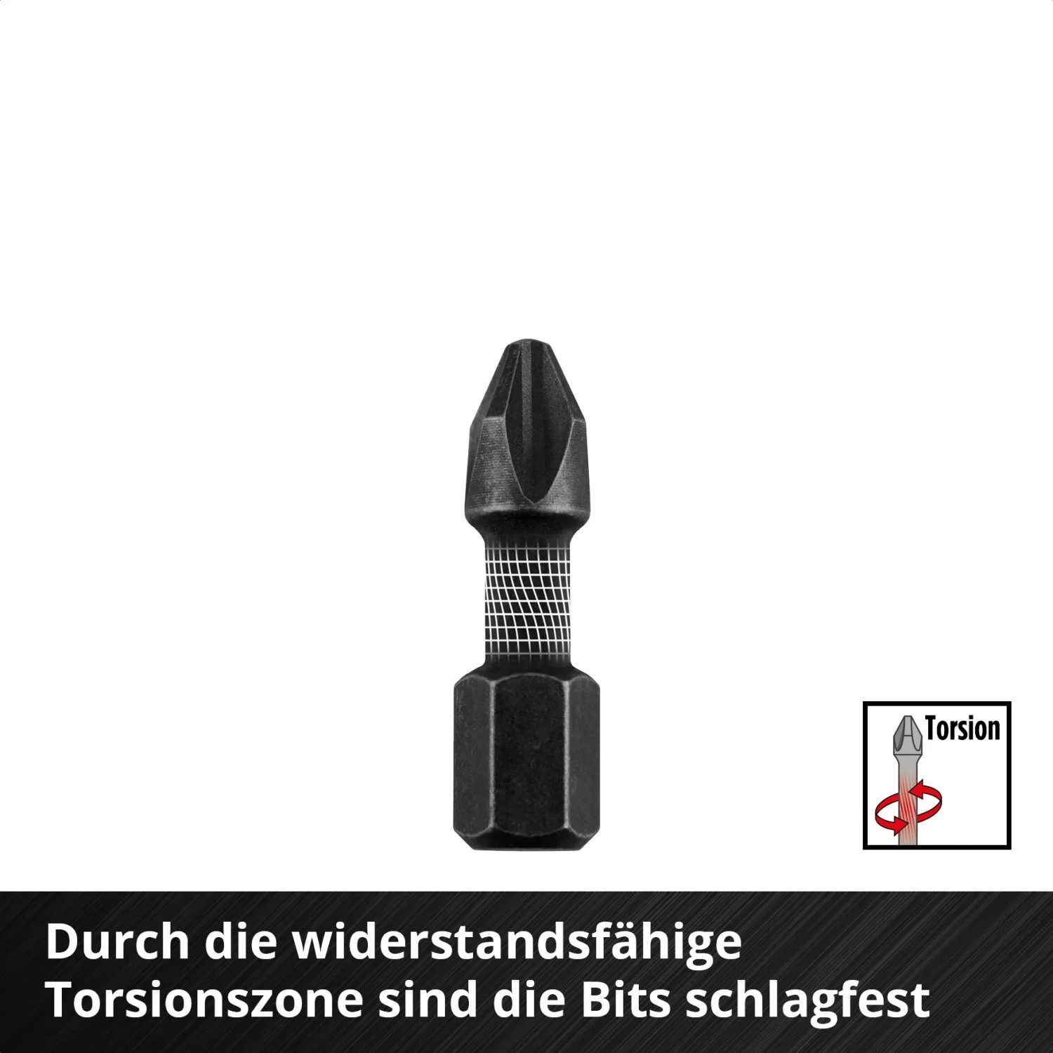 Schlagfester Kreuzschlitz-Bit aus dem Einhell Zubehör-Set, geeignet für Bohrmaschinen und Akkuschrauber.