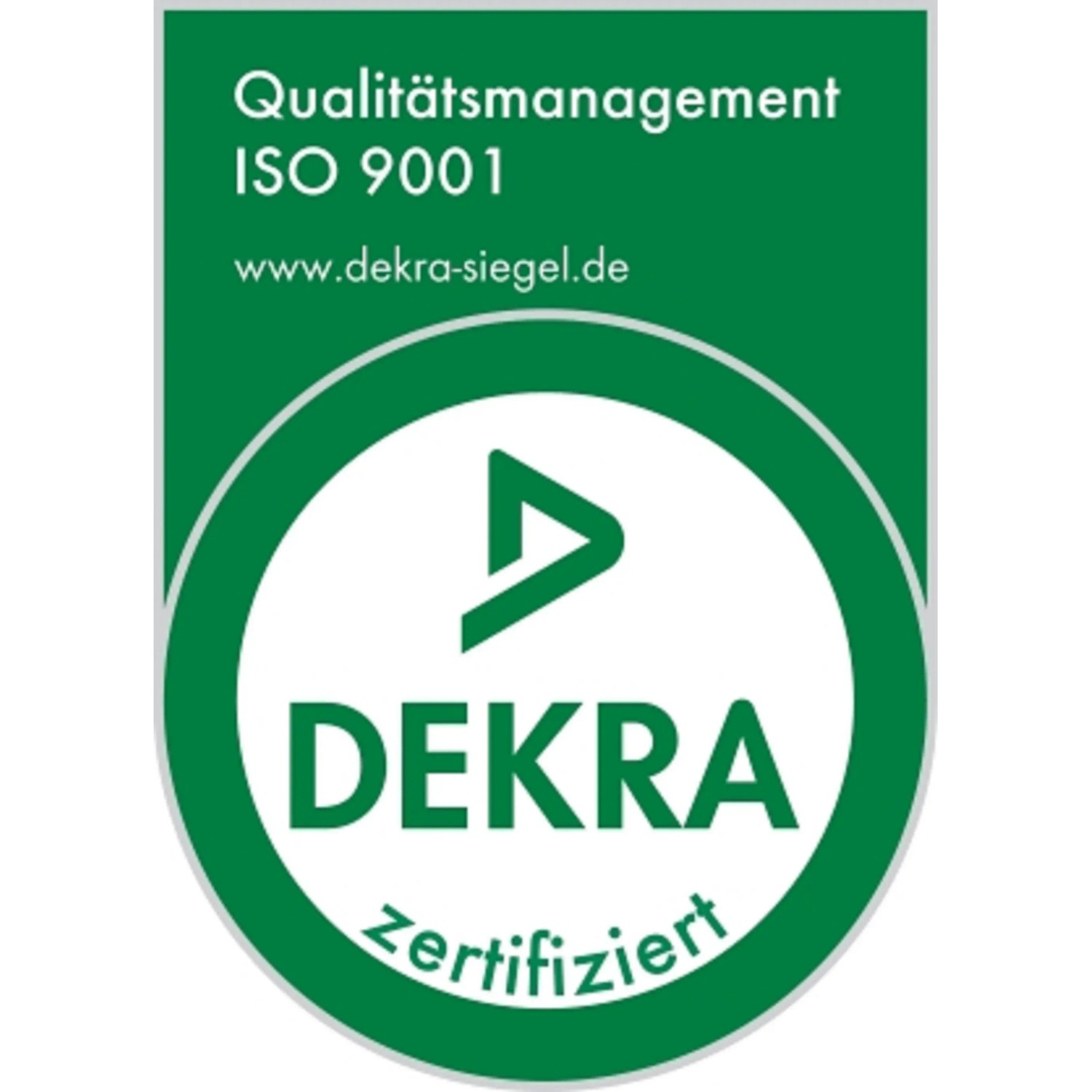 DEKRA Siegel für Qualitätsmanagement ISO 9001, zertifiziert.