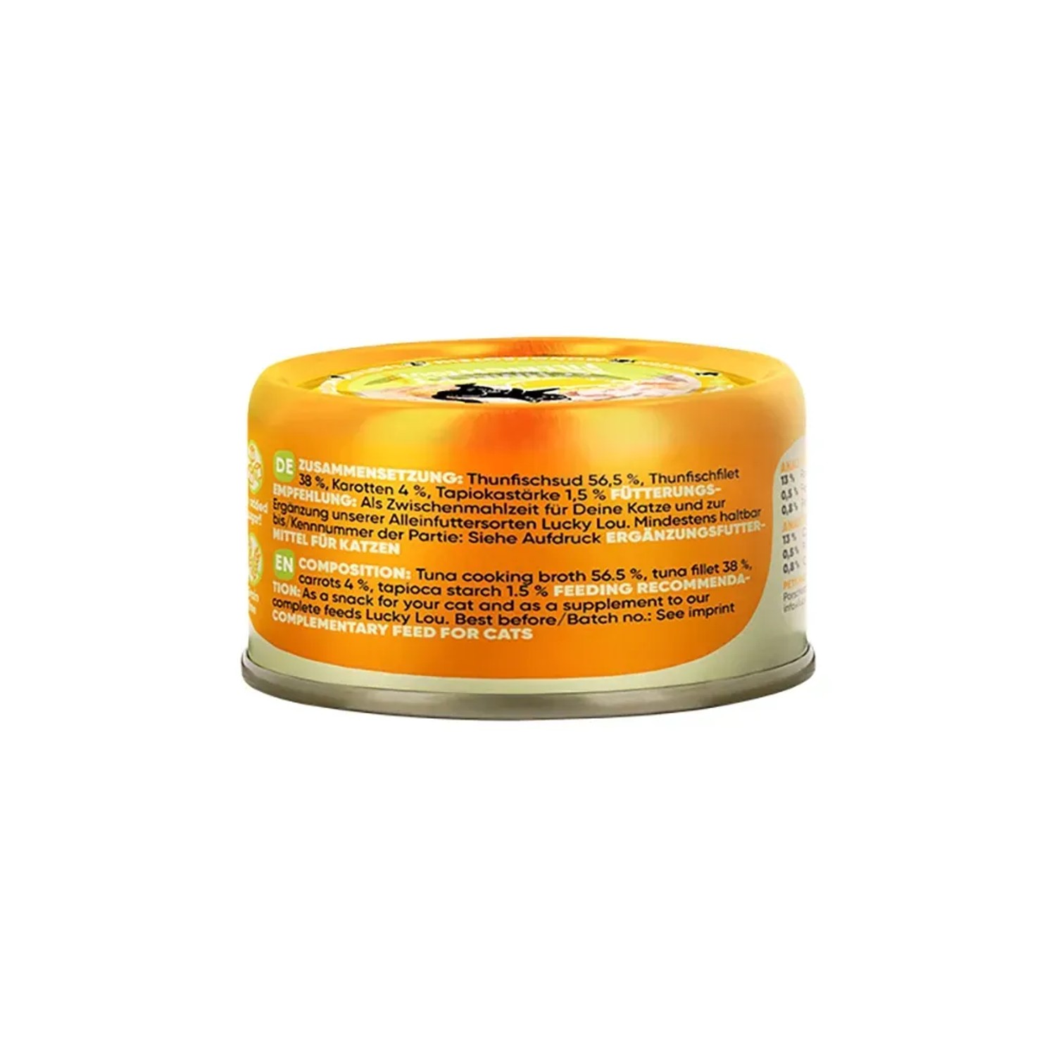 Lucky Lou Katzen-Nassfutter Thunfisch Karotte in Broth, 70g Dose.