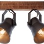 Schwarzer 2-flammiger Spotbalken Plow aus Stahl und Holz für den Innenbereich.