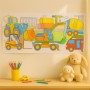 Relaxdays Ausmaltischdecke mit Fahrzeugmotiven, 2er Set, selbstklebend, 3m lang.