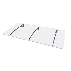 Modernes Gutta Vordach PT Secco mit Edelstahloptik und klarer Polycarbonat-Platte.