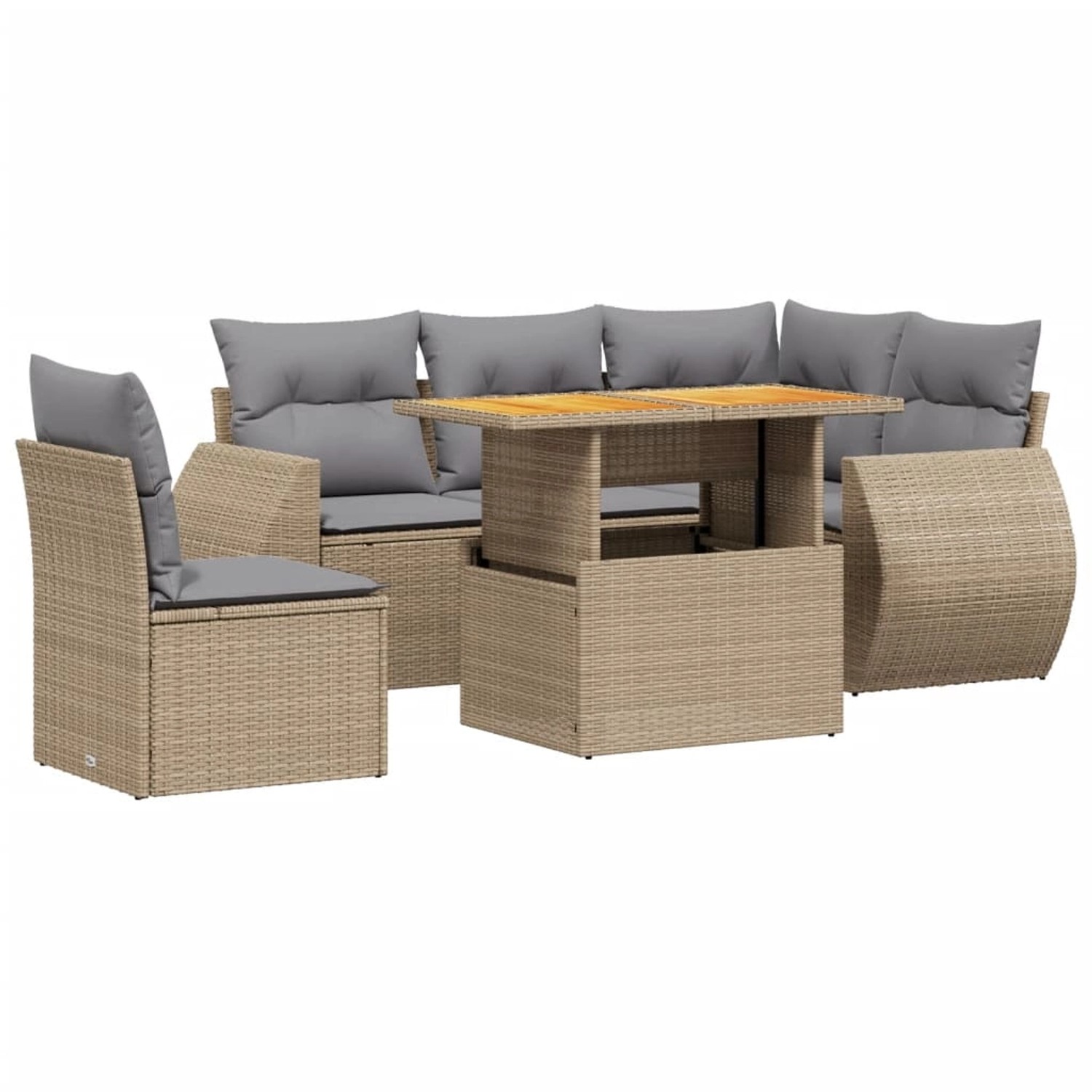vidaXL 6-Tlg Garten-Sofagarnitur mit Kissen Beige Poly Rattan 3272200 günstig online kaufen